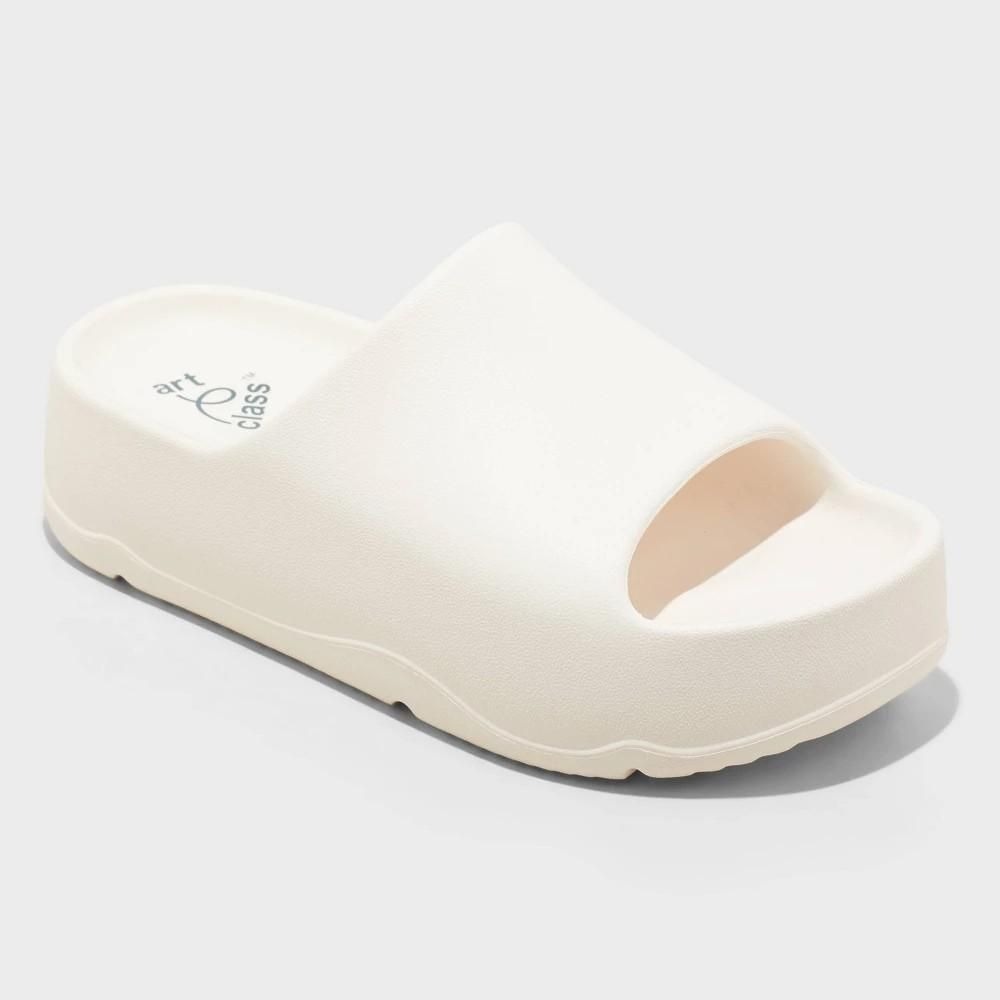 Art Class Kids Edie Platform Slide Sandals White Size 13 Slip On Open Toe